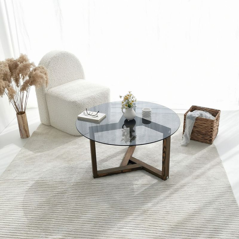 Casa si Gradina - Mobilier - Mese si birouri - Masute de cafea - Masuta de cafea, Hanah Home, sticla securizata, fumuriu, 75x75x40 cm - Infinity.ro
