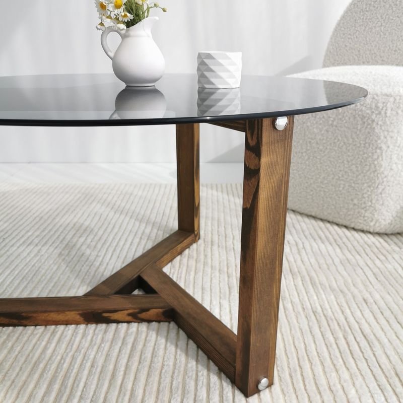 Casa si Gradina - Mobilier - Mese si birouri - Masute de cafea - Masuta de cafea, Hanah Home, sticla securizata, fumuriu, 75x75x40 cm - Infinity.ro