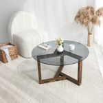 Casa si Gradina - Mobilier - Mese si birouri - Masute de cafea - Masuta de cafea, Hanah Home, sticla securizata, fumuriu, 75x75x40 cm - Infinity.ro
