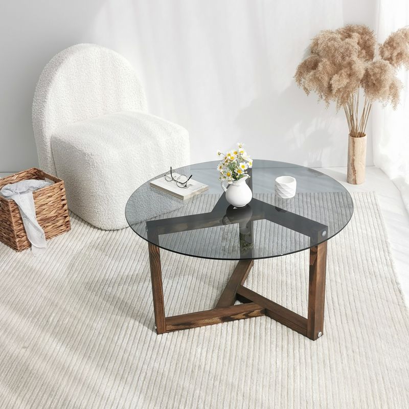 Casa si Gradina - Mobilier - Mese si birouri - Masute de cafea - Masuta de cafea, Hanah Home, sticla securizata, fumuriu, 75x75x40 cm - Infinity.ro