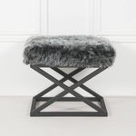 Casa si Gradina - Mobilier - Scaune si fotolii - Tabureti - Taburet, Atelier Del Sofa, metal, poliester, negru, gri, 42x50x40 cm, 383EVN1223 - Infinity.ro