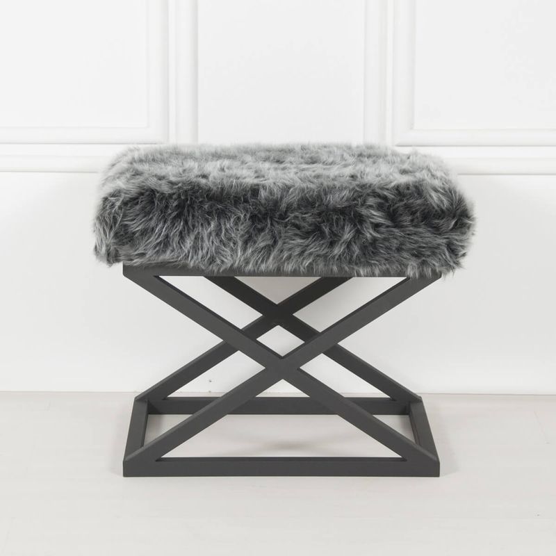 Casa si Gradina - Mobilier - Scaune si fotolii - Tabureti - Taburet, Atelier Del Sofa, metal, poliester, negru, gri, 42x50x40 cm, 383EVN1223 - Infinity.ro