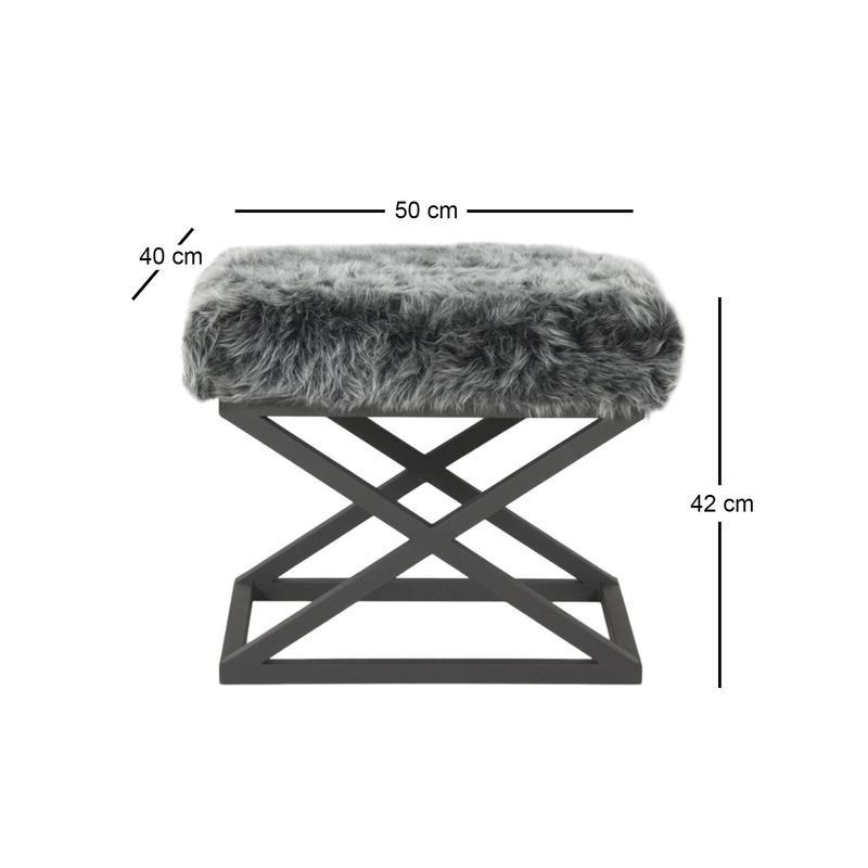 Casa si Gradina - Mobilier - Scaune si fotolii - Tabureti - Taburet, Atelier Del Sofa, metal, poliester, negru, gri, 42x50x40 cm, 383EVN1223 - Infinity.ro