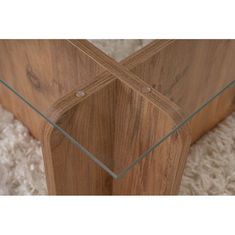 Casa si Gradina - Mobilier - Mese si birouri - Masute de cafea - Masuta de cafea, Hanah Home, sticla calita si pal melaminat, pin atlantic, 105x65x30 cm - Infinity.ro