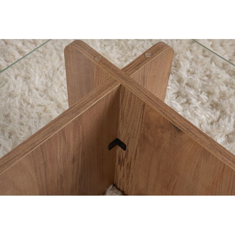 Casa si Gradina - Mobilier - Mese si birouri - Masute de cafea - Masuta de cafea, Hanah Home, sticla calita si pal melaminat, pin atlantic, 105x65x30 cm - Infinity.ro