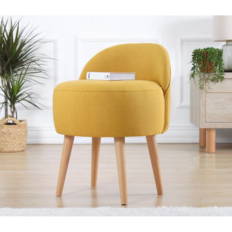Casa si Gradina - Mobilier - Scaune si fotolii - Tabureti - Taburet, Hanah Home, bumbac si in, galben, 46x46x64 cm - Infinity.ro
