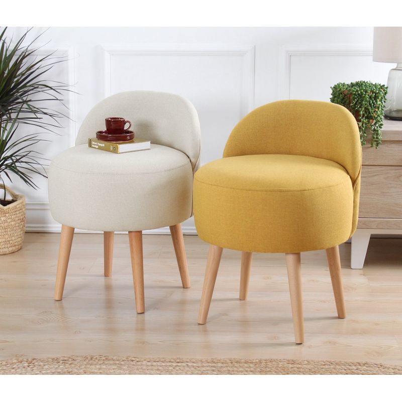 Casa si Gradina - Mobilier - Scaune si fotolii - Tabureti - Taburet, Hanah Home, bumbac si in, galben, 46x46x64 cm - Infinity.ro