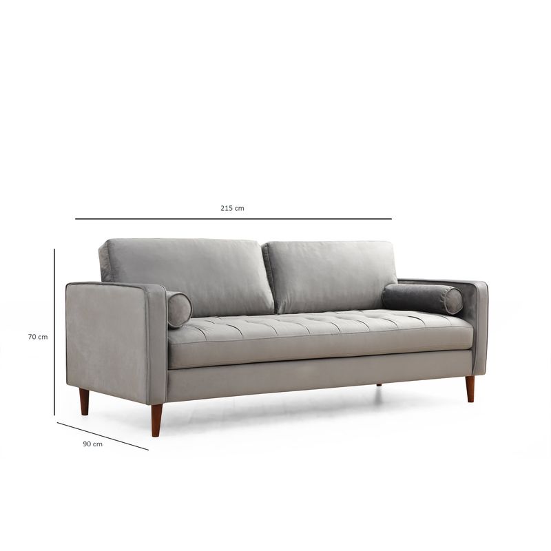 Casa si Gradina - Mobilier - Canapele si coltare - Canapele - Canapea 3 locuri, Atelier Del Sofa, lemn fag, gri deschis, 215x90x70 cm - Infinity.ro