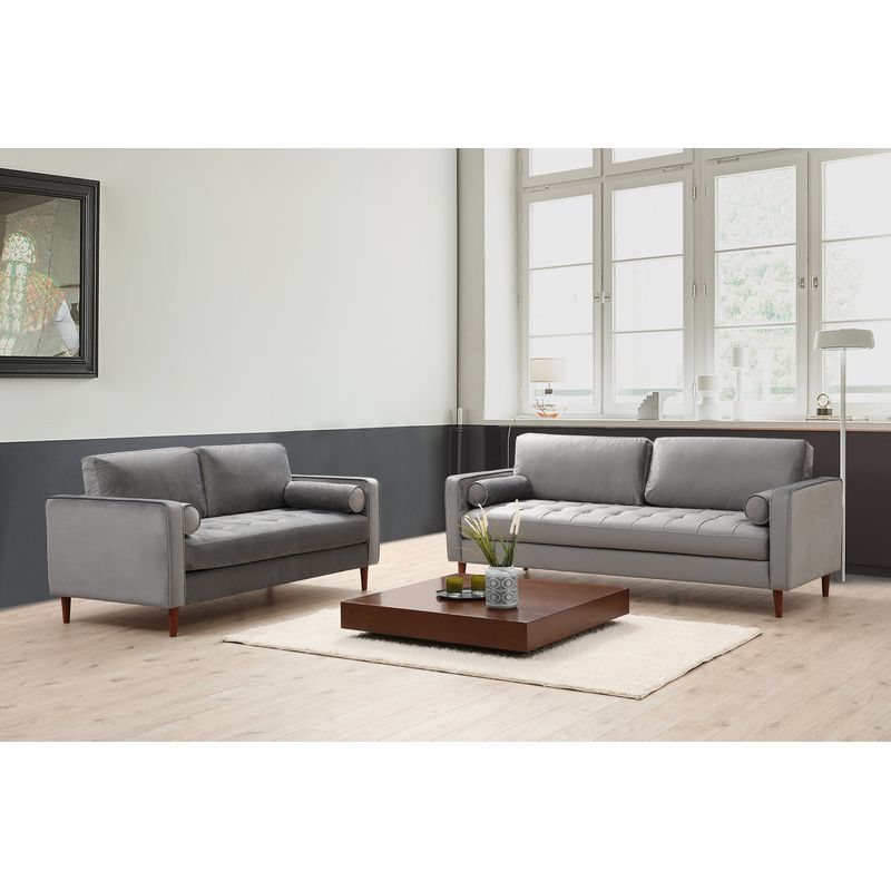 Casa si Gradina - Mobilier - Canapele si coltare - Canapele - Canapea 3 locuri, Atelier Del Sofa, lemn fag, gri deschis, 215x90x70 cm - Infinity.ro