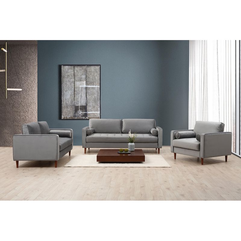 Casa si Gradina - Mobilier - Canapele si coltare - Canapele - Canapea 3 locuri, Atelier Del Sofa, lemn fag, gri deschis, 215x90x70 cm - Infinity.ro