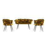 Casa si Gradina - Mobilier - Seturi de mobilier - Seturi living - Set canapele, Hanah Home, catifea, ocru si negru, 2+1+1 locuri - Infinity.ro