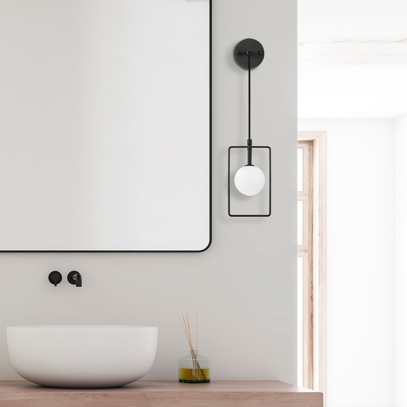 Casa si Gradina - Corpuri si surse de iluminat - Plafoniere, aplice si spoturi - Aplica, Opviq, metal, negru alb, 14x15 cm, inaltime reglabila 40-116 cm - Infinity.ro