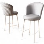 Casa si Gradina - Mobilier - Scaune si fotolii - Tabureti - Set tabureti bar, Hanah Home, metal, piele ecologica, gri alb, 46x40x107 cm, 6 bucati - Infinity.ro