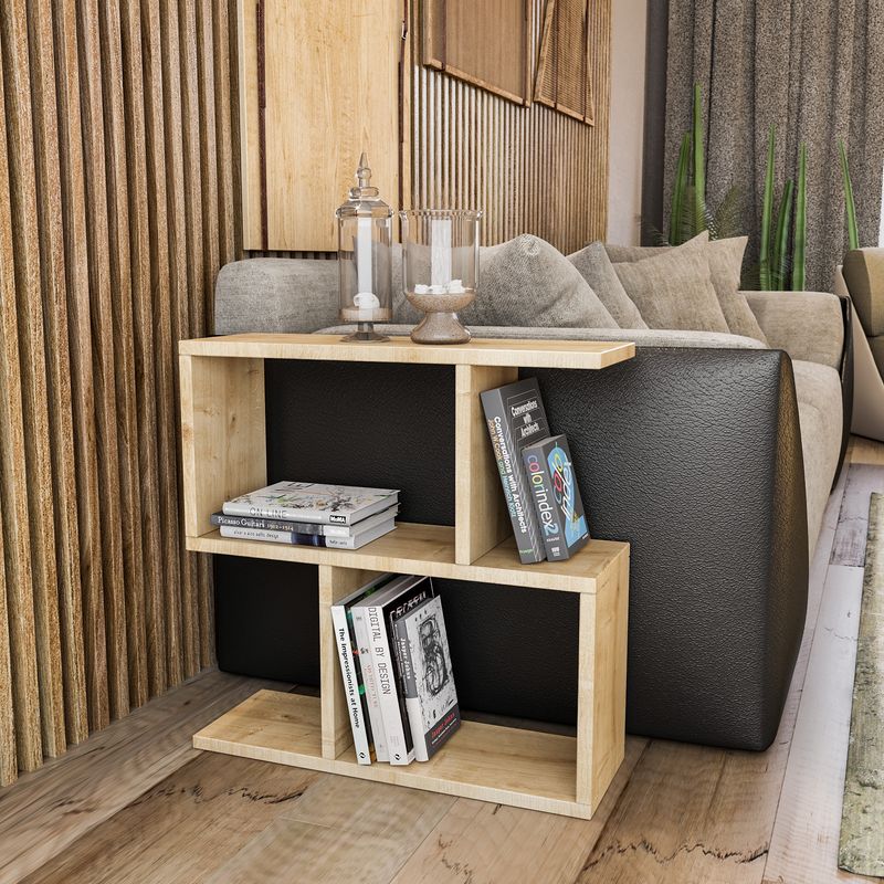 Casa si Gradina - Mobilier - Mese si birouri - Mese living - Masuta laterala, Hanah Home, panou de particule acoperit cu melamina, stejar, 60x60x20 cm - Infinity.ro