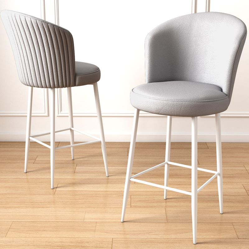 Casa si Gradina - Mobilier - Scaune si fotolii - Tabureti - Set tabureti bar, Hanah Home, metal, piele ecologica, gri alb, 46x40x107 cm, 6 bucati - Infinity.ro