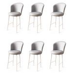 Casa si Gradina - Mobilier - Scaune si fotolii - Tabureti - Set tabureti bar, Hanah Home, metal, piele ecologica, gri alb, 46x40x107 cm, 6 bucati - Infinity.ro