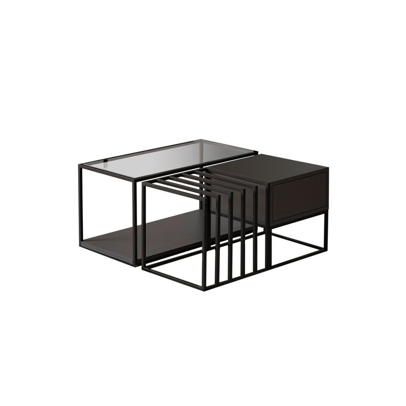 Casa si Gradina - Mobilier - Mese si birouri - Masute de cafea - Masuta de cafea, Hanah Home, pal melaminat, negru, 90x90x37 cm - Infinity.ro