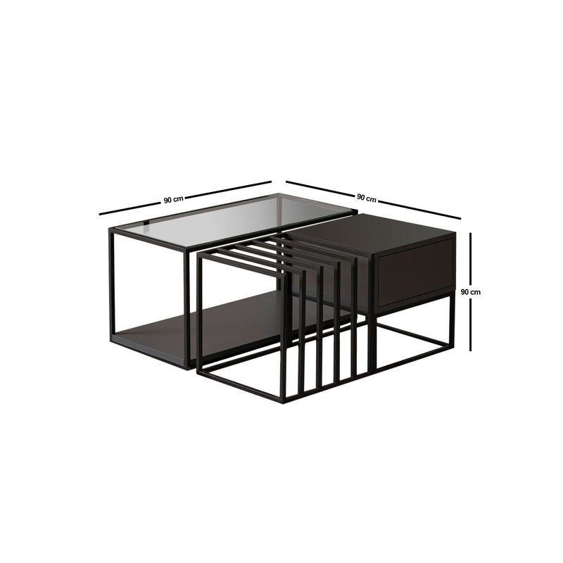 Casa si Gradina - Mobilier - Mese si birouri - Masute de cafea - Masuta de cafea, Hanah Home, pal melaminat, negru, 90x90x37 cm - Infinity.ro
