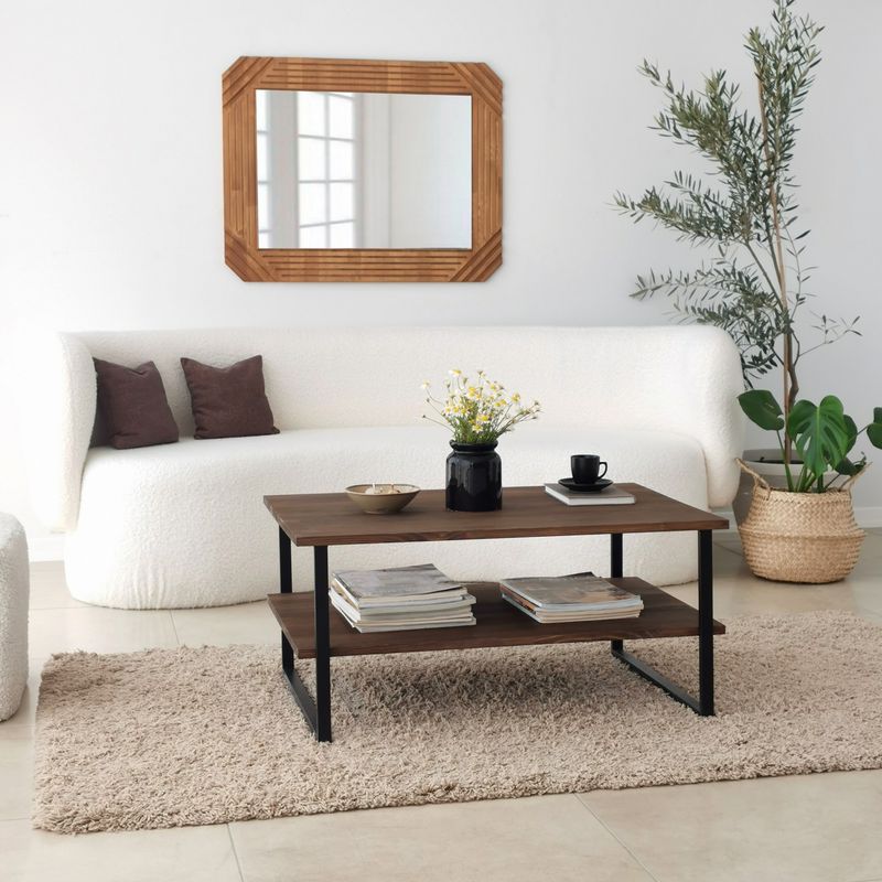 Casa si Gradina - Mobilier - Mese si birouri - Masute de cafea - Masuta de cafea, Hanah Home, lemn masiv de pin, nuc, 85x60x40 cm - Infinity.ro