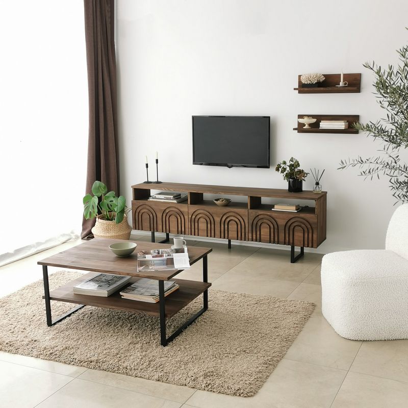 Casa si Gradina - Mobilier - Mese si birouri - Masute de cafea - Masuta de cafea, Hanah Home, lemn masiv de pin, nuc, 85x60x40 cm - Infinity.ro