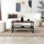 Casa si Gradina - Mobilier - Mese si birouri - Masute de cafea - Masuta de cafea, Hanah Home, lemn masiv de pin, nuc, 85x60x40 cm - Infinity.ro