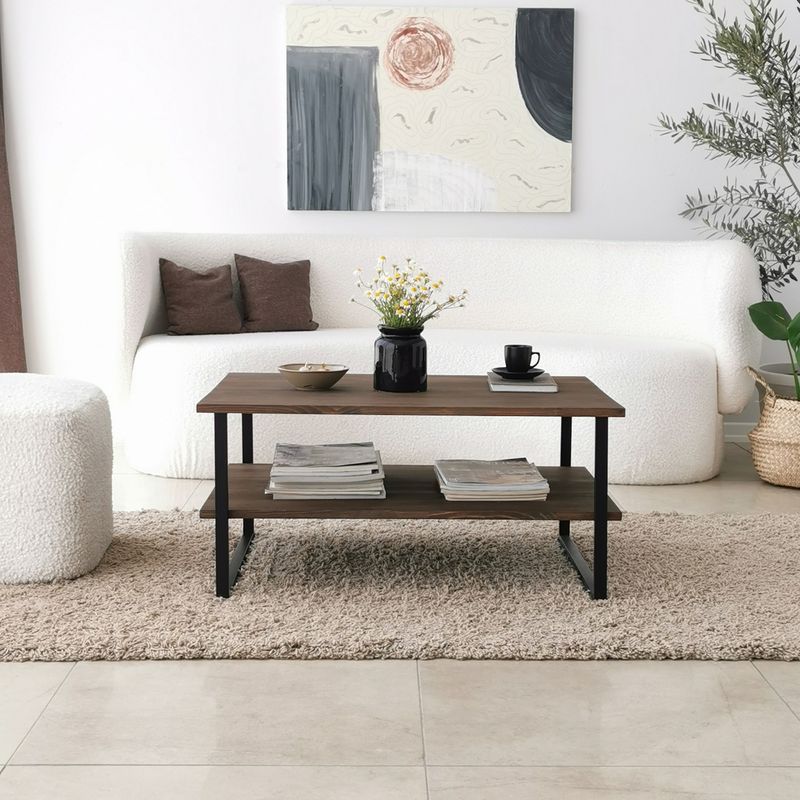 Casa si Gradina - Mobilier - Mese si birouri - Masute de cafea - Masuta de cafea, Hanah Home, lemn masiv de pin, nuc, 85x60x40 cm - Infinity.ro