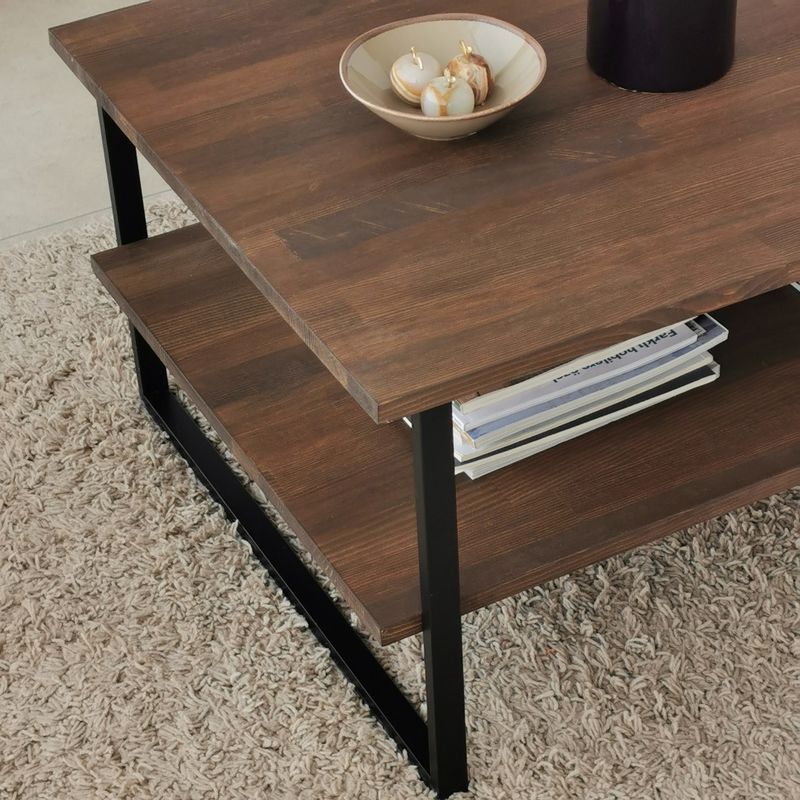 Casa si Gradina - Mobilier - Mese si birouri - Masute de cafea - Masuta de cafea, Hanah Home, lemn masiv de pin, nuc, 85x60x40 cm - Infinity.ro
