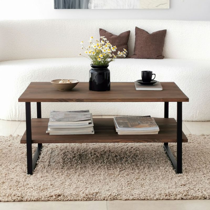 Casa si Gradina - Mobilier - Mese si birouri - Masute de cafea - Masuta de cafea, Hanah Home, lemn masiv de pin, nuc, 85x60x40 cm - Infinity.ro