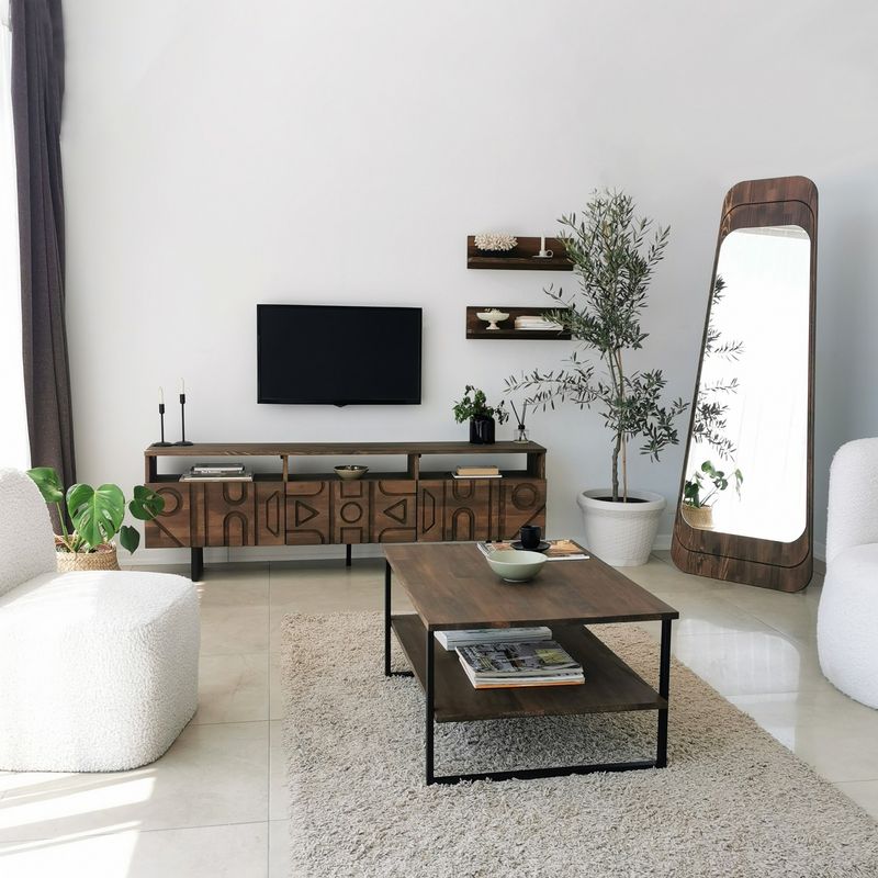 Casa si Gradina - Mobilier - Mese si birouri - Masute de cafea - Masuta de cafea, Hanah Home, lemn masiv de pin, nuc, 85x60x40 cm - Infinity.ro