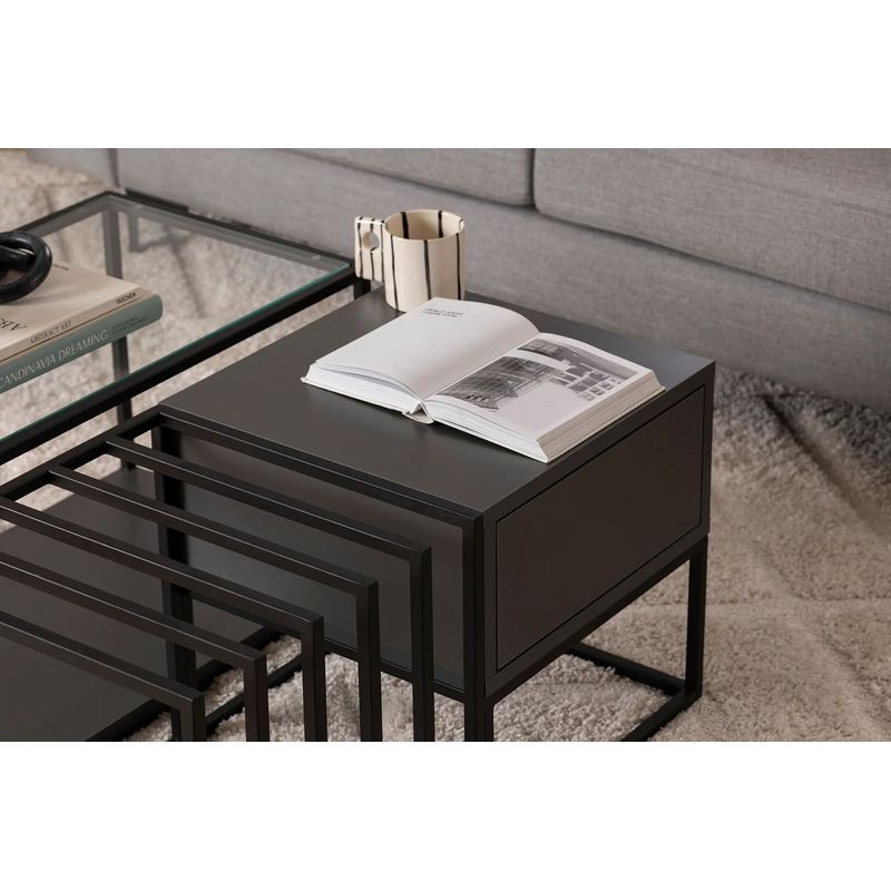 Casa si Gradina - Mobilier - Mese si birouri - Masute de cafea - Masuta de cafea, Hanah Home, pal melaminat, negru, 90x90x37 cm - Infinity.ro