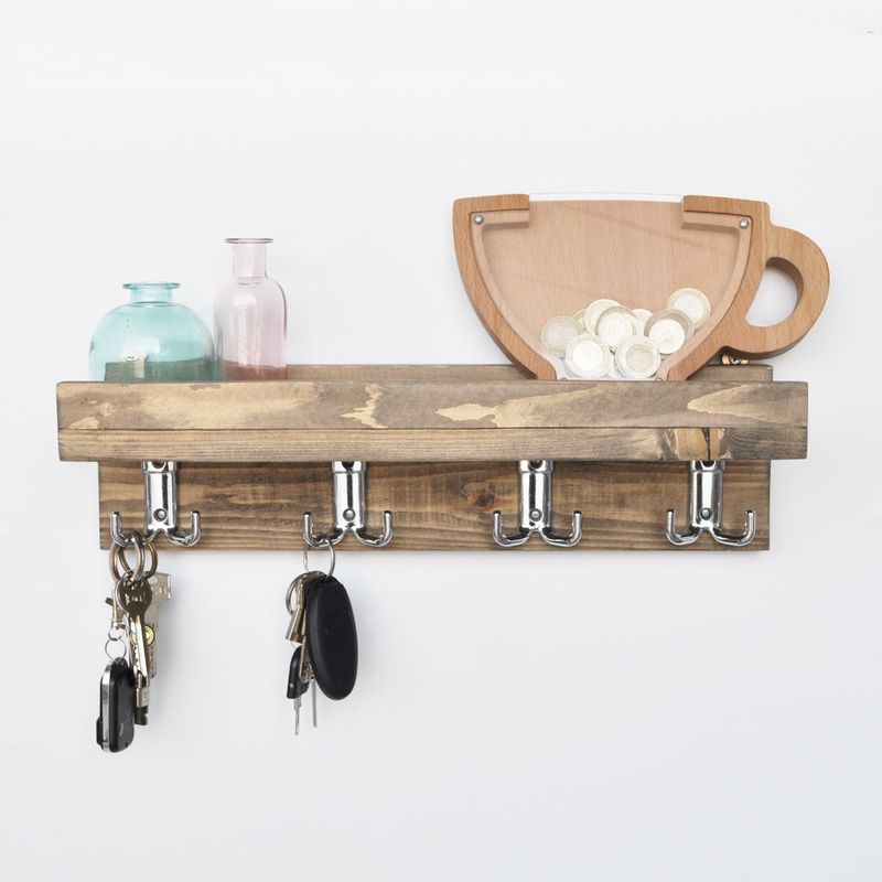 Casa si Gradina - Mobilier - Organizare si depozitare - Cuiere - Raft de bucatarie, Hanah Home, lemn de molid, nuc, 40x11x11 cm - Infinity.ro