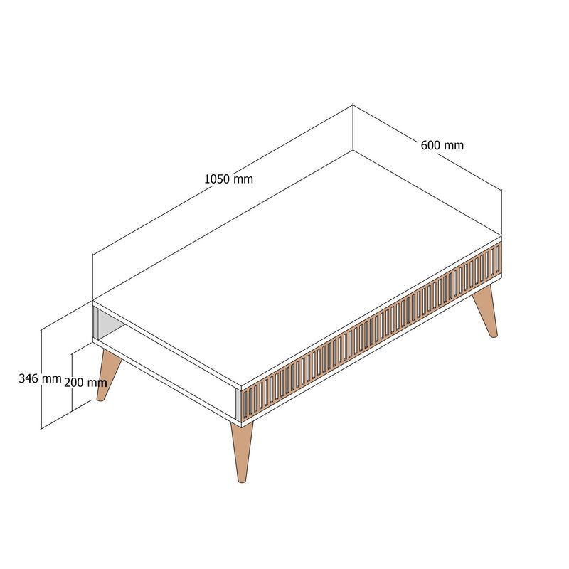 Casa si Gradina - Mobilier - Mese si birouri - Masute de cafea - Masuta de cafea, Hanah Home, pal melaminat, nuc si travertin, 105x60x35 cm - Infinity.ro