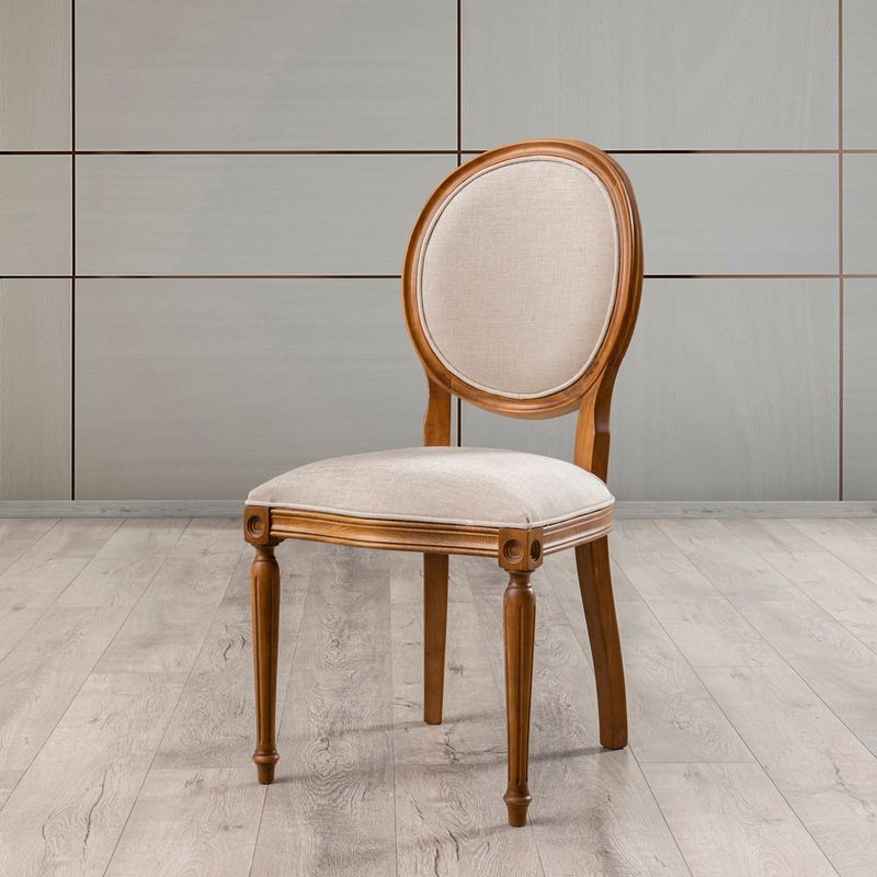 Casa si Gradina - Mobilier - Scaune si fotolii - Scaune - Scaun, Hanah Home, lemn masiv, in, nuc si bej, 48x49x98 cm - Infinity.ro