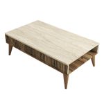 Casa si Gradina - Mobilier - Mese si birouri - Masute de cafea - Masuta de cafea, Hanah Home, pal melaminat, nuc si travertin, 105x60x35 cm - Infinity.ro