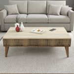 Casa si Gradina - Mobilier - Mese si birouri - Masute de cafea - Masuta de cafea, Hanah Home, pal melaminat, nuc si travertin, 105x60x35 cm - Infinity.ro