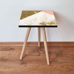 Casa si Gradina - Mobilier - Mese si birouri - Mese living - Masa laterala, Hanah Home, mdf, auriu alb somon, 35x35x42 cm - Infinity.ro