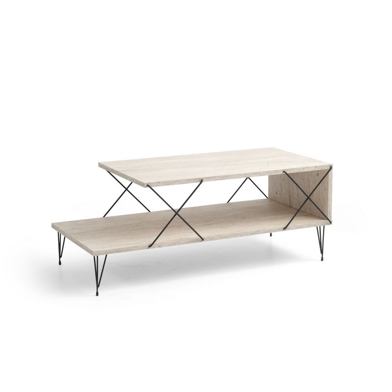 Casa si Gradina - Mobilier - Mese si birouri - Masute de cafea - Masuta de cafea, Hanah Home, pal melaminat, travertin negru, 100x50x40 cm - Infinity.ro