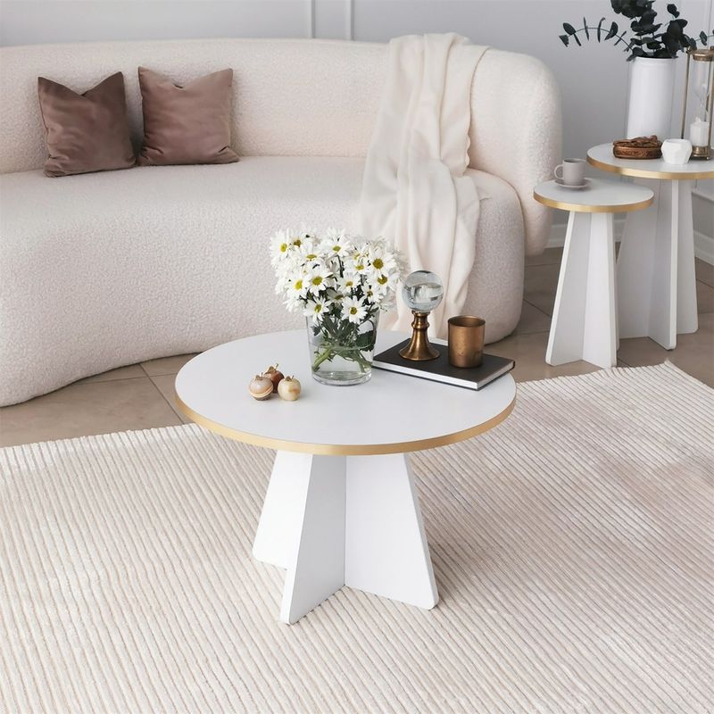Casa si Gradina - Mobilier - Mese si birouri - Masute de cafea - Masuta de cafea, Hanah Home, pal melaminat, auriu alb, 60x60x40 cm - Infinity.ro