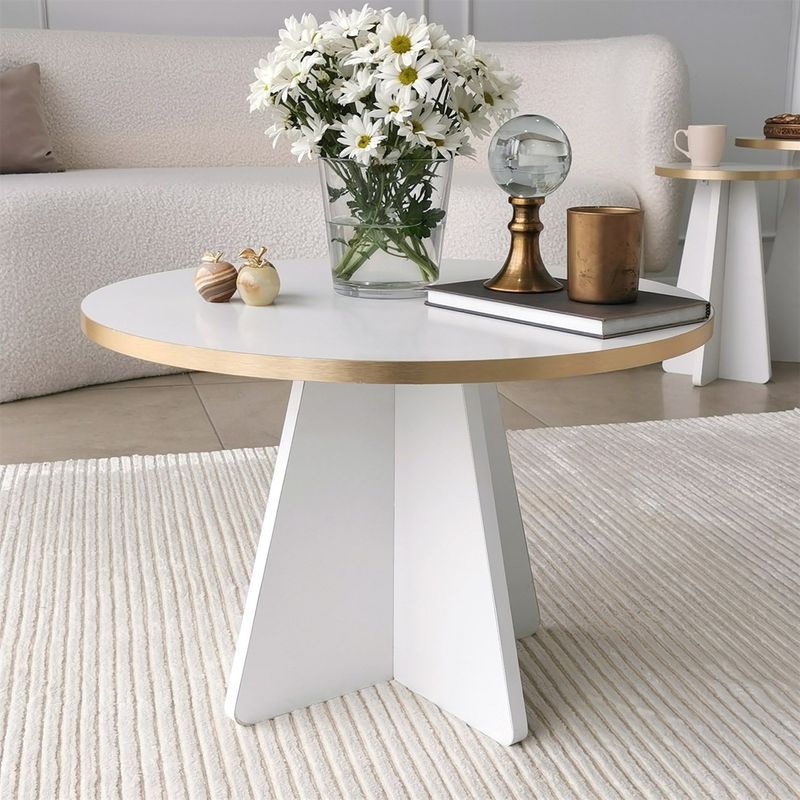 Casa si Gradina - Mobilier - Mese si birouri - Masute de cafea - Masuta de cafea, Hanah Home, pal melaminat, auriu alb, 60x60x40 cm - Infinity.ro