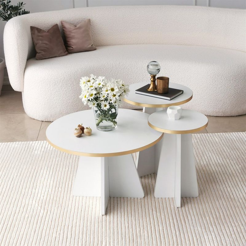 Casa si Gradina - Mobilier - Mese si birouri - Masute de cafea - Masuta de cafea, Hanah Home, pal melaminat, auriu alb, 60x60x40 cm - Infinity.ro