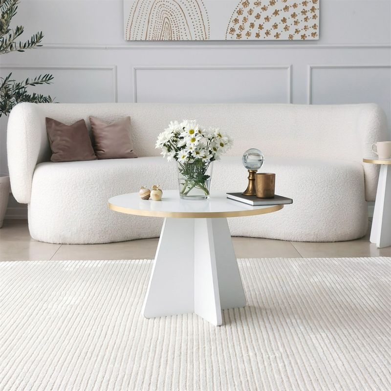 Casa si Gradina - Mobilier - Mese si birouri - Masute de cafea - Masuta de cafea, Hanah Home, pal melaminat, auriu alb, 60x60x40 cm - Infinity.ro