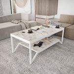 Casa si Gradina - Mobilier - Mese si birouri - Masute de cafea - Masuta de cafea, Hanah Home, pal melaminat, alb, 120x60x45.8 cm - Infinity.ro