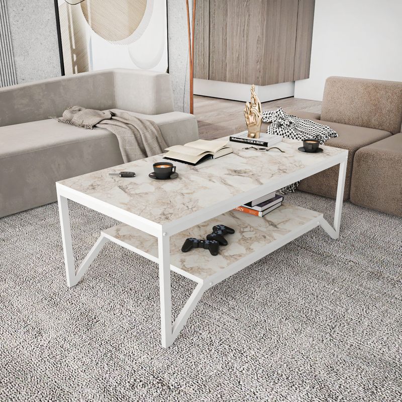 Casa si Gradina - Mobilier - Mese si birouri - Masute de cafea - Masuta de cafea, Hanah Home, pal melaminat, alb, 120x60x45.8 cm - Infinity.ro