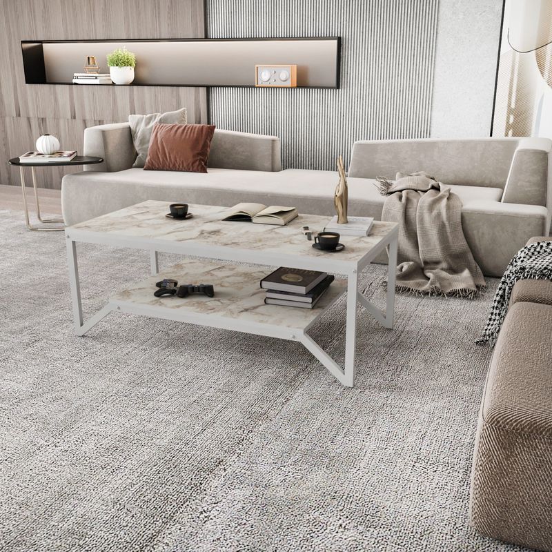Casa si Gradina - Mobilier - Mese si birouri - Masute de cafea - Masuta de cafea, Hanah Home, pal melaminat, alb, 120x60x45.8 cm - Infinity.ro