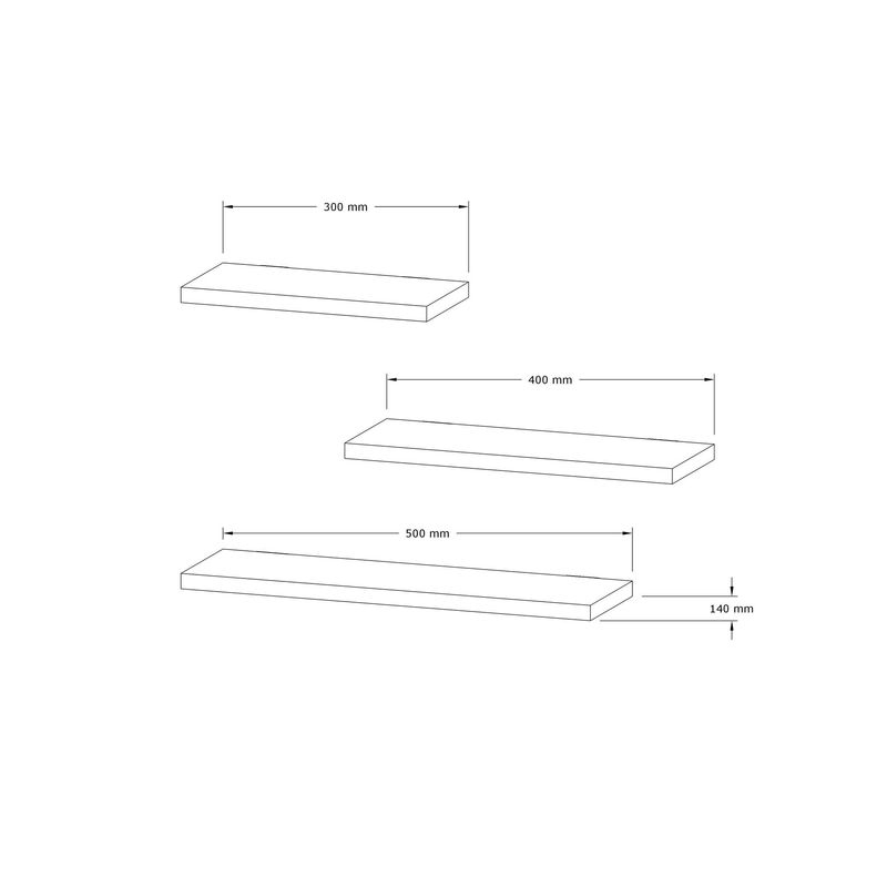 Casa si Gradina - Mobilier - Biblioteci si rafturi - Rafturi - Raft de perete, Hanah Home, pal melaminat, alb, 30x14x2 cm, 40x14x2 cm, 50x14x2 cm - Infinity.ro