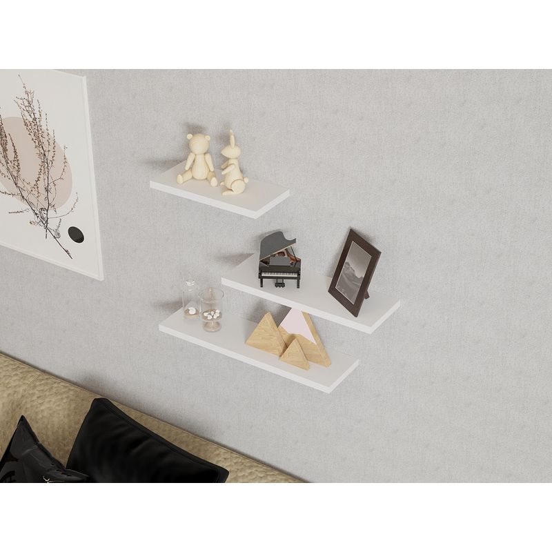 Casa si Gradina - Mobilier - Biblioteci si rafturi - Rafturi - Raft de perete, Hanah Home, pal melaminat, alb, 30x14x2 cm, 40x14x2 cm, 50x14x2 cm - Infinity.ro