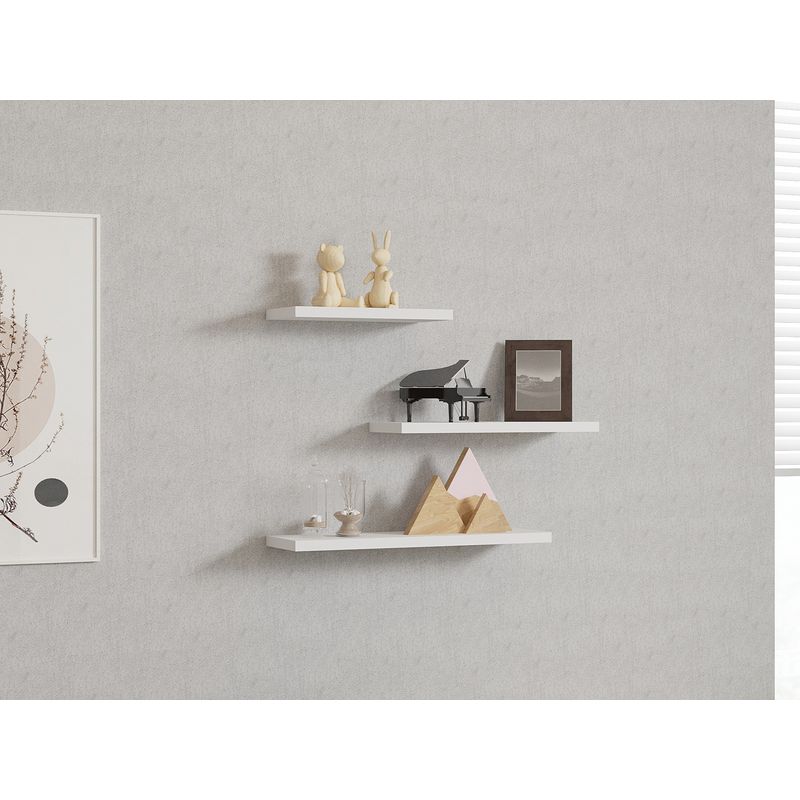 Casa si Gradina - Mobilier - Biblioteci si rafturi - Rafturi - Raft de perete, Hanah Home, pal melaminat, alb, 30x14x2 cm, 40x14x2 cm, 50x14x2 cm - Infinity.ro