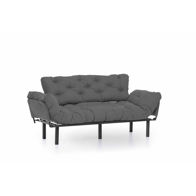 Casa si Gradina - Mobilier - Canapele si coltare - Canapele - Canapea extensibila, Hanah Home, metal si poliester, gri, 185x85x70 cm - Infinity.ro
