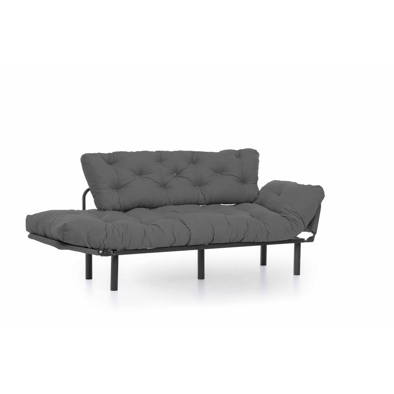 Casa si Gradina - Mobilier - Canapele si coltare - Canapele - Canapea extensibila, Hanah Home, metal si poliester, gri, 185x85x70 cm - Infinity.ro