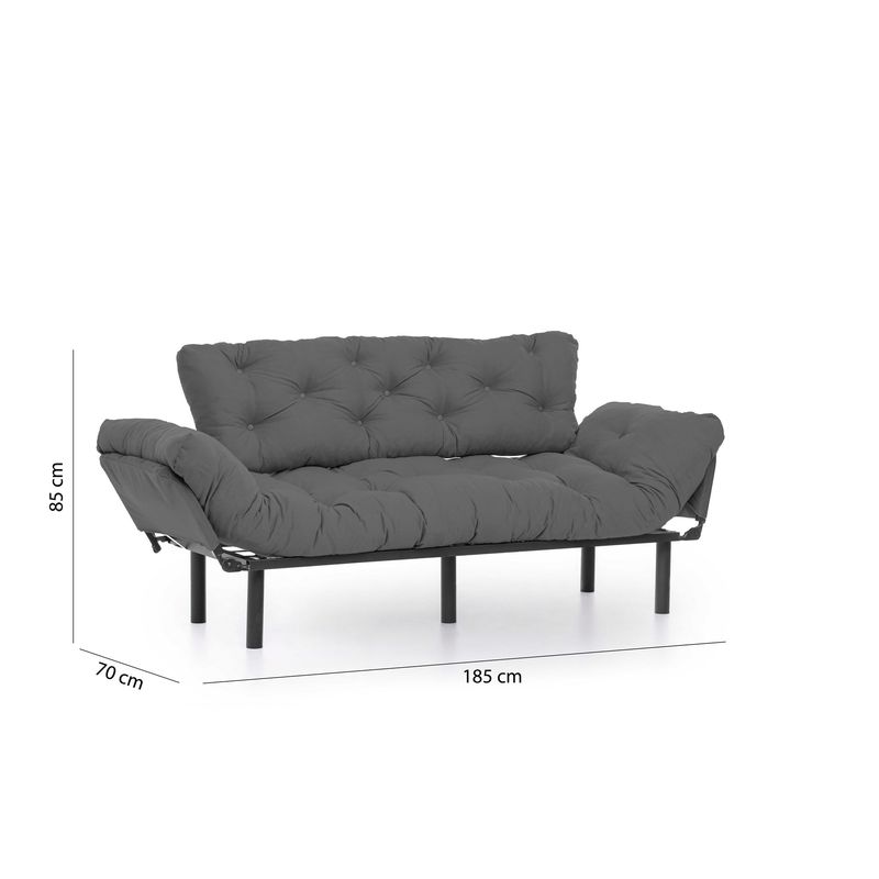 Casa si Gradina - Mobilier - Canapele si coltare - Canapele - Canapea extensibila, Hanah Home, metal si poliester, gri, 185x85x70 cm - Infinity.ro